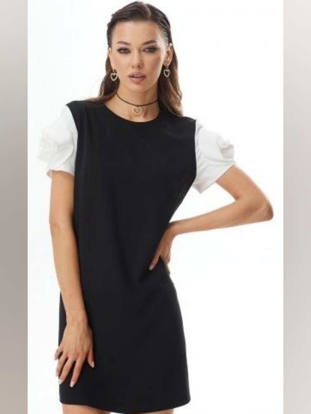 Tommy Hilfiger Blue and White Puff Sleeve Tunic Dress - Women Tops M